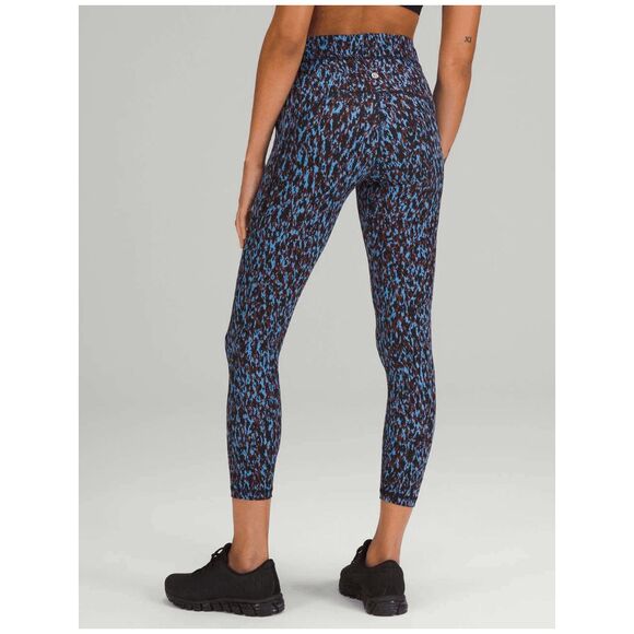 Lululemon Power Thru High-Rise Tight 25" Leopard Camo Blue Nile Multi 12 - Picture 1 of 5